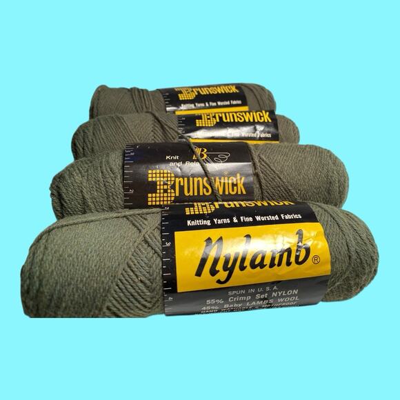 VTG 4 Skeins Lot Brunswick Nylamb Fingering Blend Yarn 55/45 Weight Loden - Picture 6 of 8